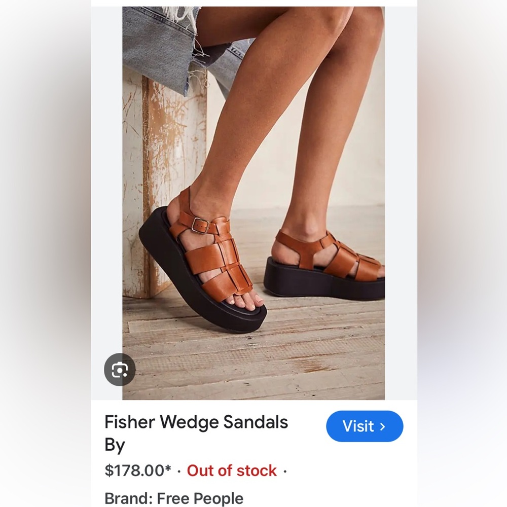 Free People Tan Leather Platform Sandals - Picture 7 of 7